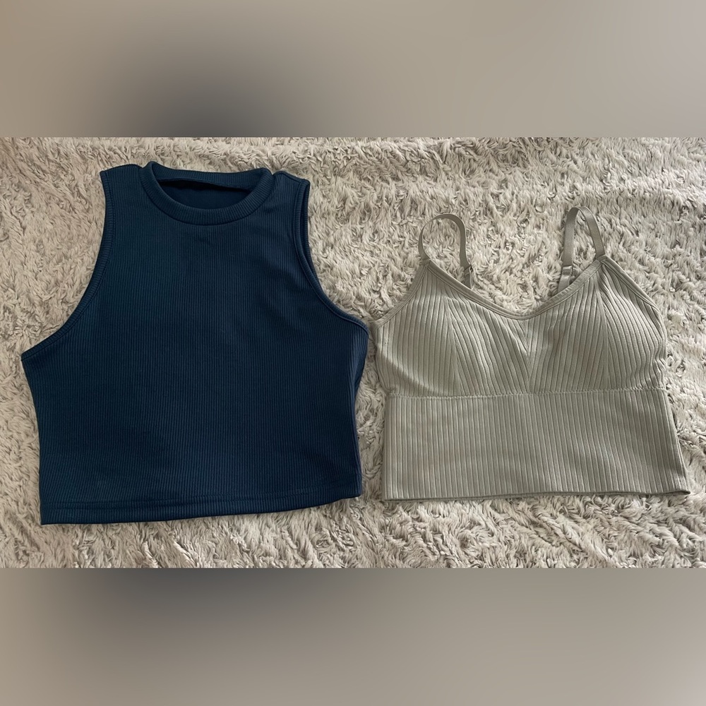 Set of 2 DAZY Blue & Gray Ribbed Tank Tops Medium
